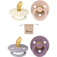 BIBS Blister | Met Monkiezz Speenzakje - maat 2 6-18 maanden - 4 stuks - Ivory - Blush -Mauve - Fossil