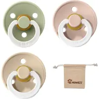 BIBS fopspenen Maat 1 0-6 maanden| Set 3 stuks| Glow Sage, Vanilla, Blush + Monkiezz speenzakje