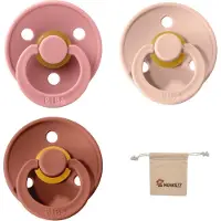 BIBS fopspeen - maat 2 6-18 maanden - 3 stuks – Dusty Pink - Blush - Woodchuck + Monkiezz speenzakje