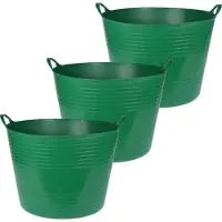 Excellent houseware Flexibele emmer - 3x - donkergroen - 40 liter - kunststof - 45 x 37 cm