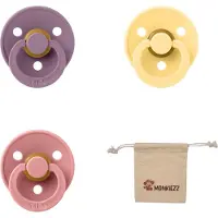 BIBS fopspeen 6-18 maanden|Set 3 stuks|Pale butter, Dusty Pink en Peri + Monkiezz speenzakje|Maat 2|T2