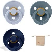 BIBS fopspeen - maat 2 6-18 maanden - 3 stuks – Dusty Blue - Petrol - Deep Space + Monkiezz speenzakje