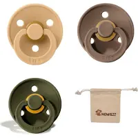 BIBS fopspeen | Met Monkiezz Speenzakje - maat 2 6-18 maanden - 3 stuks - Desert Sand - Dark Oak - Hunter Green