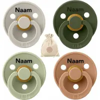 BIBS fopspenen met naam - T1 -Sand, Huntergreen, Sage, Desert Sand - 0-6 maanden - spenen - speen - fopspeen - BolleToet speenzakje
