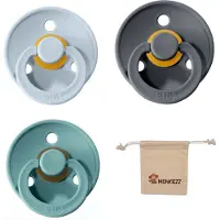 BIBS fopspeen | Met Monkiezz Speenzakje - maat 2 6-18 maanden - 3 stuks - Baby Blue - Iron -Island Sea