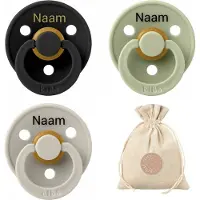 BIBS fopspenen met naam - T2 - Black, Sand , Sage - 6-18 maanden - spenen - speen - fopspeen - BolleToet speenzakje