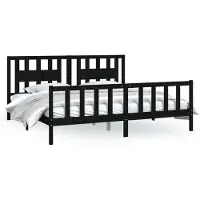 vidaXL Bedframe met hoofdbord massief grenenhout zwart 200x200 cm