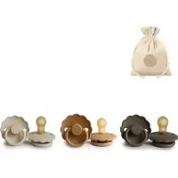 Frigg Daisy T1 - cream, cappuccino, portobello + Bolletoet speenzakje - 0-6 maanden