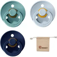 BIBS fopspeen | Met Speenzakje - maat 2 6-18 maanden - 3 stuks - Baby Blue - Island Sea -Deep Space