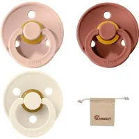 BIBS fopspeen - maat 3 18+ maanden - 3 stuks – Woodchuck - Blush - Ivory + Monkiezz speenzakje
