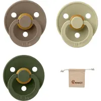 BIBS fopspeen - maat 2 6-18 maanden - 3 stuks – Dark Oak – Khaki – Hunter Green + Monkiezz speenzakje
