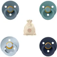 BIBS fopspenen T1 + speenzakje BolleToet - baby blue, petrol, island sea, deep space - 0-6 maanden
