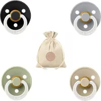 BIBS fopspenen T2 + speenzakje BolleToet - Glow in the dark black, vanilla, sage en cloud - 6-18 maanden