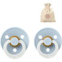 BIBS fopspenen T1 + speenzakje BolleToet - 2 stuks glow in the dark baby blue - 0-6 maanden