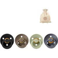 BIBS fopspenen T2 + speenzakje BolleToet - black, dark oak, iron, sage - 6-18 maanden