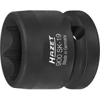 Hazet Krachtdopsleutel 900SK-19 · 1/2 inch (12,5 mm) vierkant hol · Buiten-zeskant-tractieprofiel · SW 19 mm