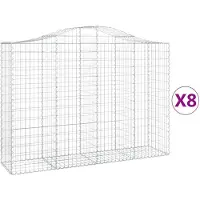 vidaXL Gabionen met boogvorm, 8 stuks, 200x50x140/160 cm, verzinkt staal
