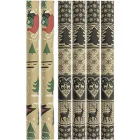 Benza Assortiment kraft cadeaupapier - inpakpapier kerstpapier HO202201 - 2 meter x 70 cm - 6 rollen