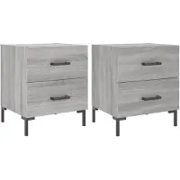 vidaXL Nachtkastjes 2 st 40x35x47,5 cm bewerkt hout grijs sonoma eiken