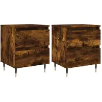 vidaXL Nachtkastjes 2 st 40x35x50 cm bewerkt hout gerookt eikenkleurig