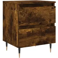 vidaXL Nachtkastje 40x35x50 cm bewerkt hout gerookt eikenkleurig