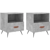 vidaXL Nachtkastjes 2 st 40x35x47,5 cm bewerkt hout betongrijs