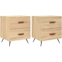 vidaXL Nachtkastjes 2 st 40x35x47,5 cm bewerkt hout sonoma eikenkleur