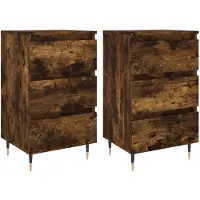 vidaXL Nachtkastjes 2 st 40x35x69 cm bewerkt hout gerookt eikenkleurig