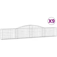 vidaXL Schanskorven 9 st gewelfd 400x30x60/80 cm ijzer