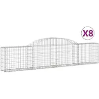 vidaXL Schanskorven 8 st gewelfd 300x30x60/80 cm gegalvaniseerd ijzer