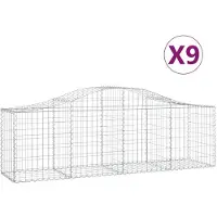 vidaXL Schanskorven 9 st gewelfd 200x50x60/80 cm gegalvaniseerd ijzer