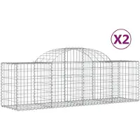 vidaXL Schanskorven 2 st gewelfd 200x50x60/80 cm gegalvaniseerd ijzer