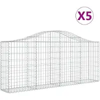 vidaXL Schanskorven 5 st gewelfd 200x30x80/100 cm gegalvaniseerd ijzer
