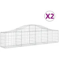 vidaXL Schanskorven 2 st gewelfd 200x30x40/60 cm gegalvaniseerd ijzer