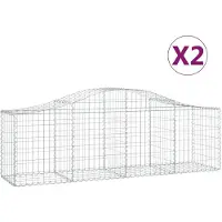 vidaXL Schanskorven 2 st gewelfd 200x50x60/80 cm gegalvaniseerd ijzer