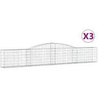 vidaXL Schanskorven 3 st gewelfd 400x30x60/80 cm ijzer