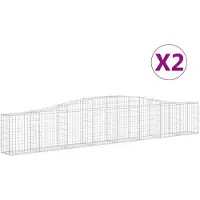 vidaXL Schanskorven 2 st gewelfd 400x30x60/80 cm ijzer