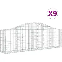 vidaXL Schanskorven 9 st gewelfd 200x30x60/80 cm gegalvaniseerd ijzer