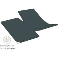 Kayori Dubbele Split Topper Hoeslaken Shizu Antracite (Percal)-180 x 200 cm