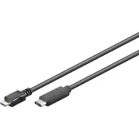 GOOD CONNECTIONS USB Micro B naar USB-C kabel - USB2.0 - tot 1A / zwart - 5 meter