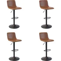Bronx71 Industriële Barkruk Texas leer cognac 60 - 76 cm - draaibaar - Barkrukken set van 4 - barstoel