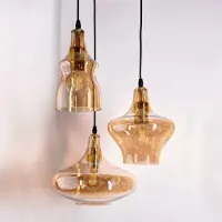 LumenXL Industriële hanglamp met amber glas 3-lichts - Trinidad