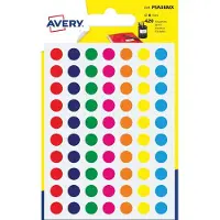 Avery PSA08MX ronde markeringsetiketten, diameter 8 mm, blister van 420 stuks, geassorteerde kleuren 10 stuks