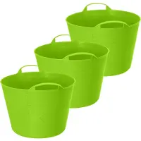 Excellent houseware Flexibele emmer - 3x - groen - 27 liter - kunststof - 40 x 35 cm