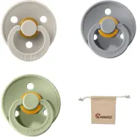 BIBS fopspeen - maat 1 0-6 maanden - 3 stuks – Sand – Cloud – Sage + Monkiezz speenzakje
