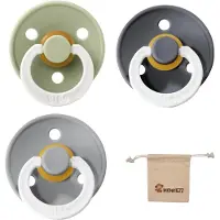 BIBS Fopspenen - Maat 2 6-18 maanden - Latex – Glow in the dark Cloud – Sage – Iron + Monkiezz speenzakje