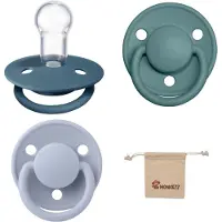 BIBS Speen DeLux - one size - silicone - Petrol - Island Sea - Dusty Blue + Monkiezz speenzakje