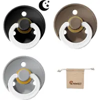 BIBS Fopspenen - Maat 1 0-6 maanden - Latex – Glow in the dark Black – Dark Oak– Cloud