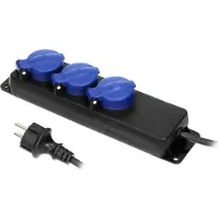 ORNO Heavy-duty Stekkerdoos voor buiten - Verlengsnoer buiten 3 - voudig - kabellengte 5 meter - IP44 - Zwart/blauw