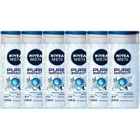 Nivea MEN Pure Impact 3 in 1 Douchegel - Voordeelverpakking 6 x 250 ml